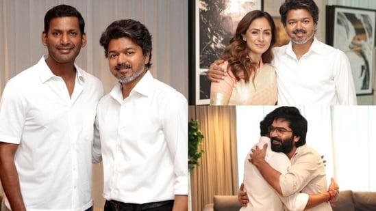 തമിഴ്നാട് മുഖ്യമന്ത്രി വിജയിനെ സന്ദർശിക്കുന്ന നടൻ വിശാൽ, ചിമ്പു, സിംരൻ കുടുംബചിത്രം.