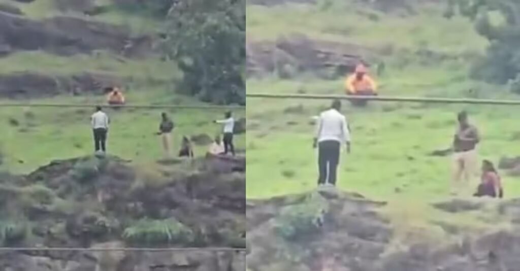 ഖവ്ദ കുന്നിലെ ദുരന്ത സ്ഥലം കാണിക്കുന്ന പോലീസ് ഉദ്യോഗസ്ഥരും മാധ്യമങ്ങളും