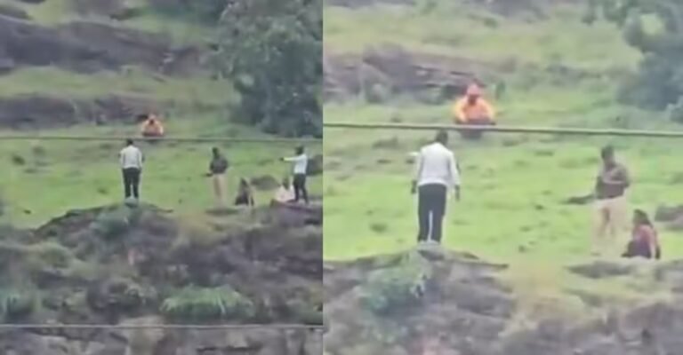 ഖവ്ദ കുന്നിലെ ദുരന്ത സ്ഥലം കാണിക്കുന്ന പോലീസ് ഉദ്യോഗസ്ഥരും മാധ്യമങ്ങളും