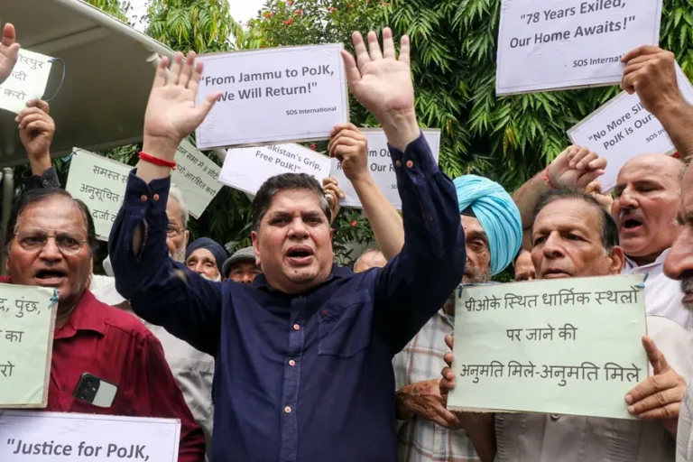 Jammu refugees protesting against Pakistan for PoK liberation