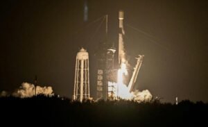 SpaceX Falcon 9 rocket second stage lunar impact illustration